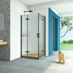 Душевой уголок Vegas Glass AFA-F Retta 100*90 02М Moru L стекло Moru, профиль черный, 100х90 см