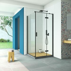 Душевой уголок Vegas Glass AFP-Fis Retta 120 02М 01 R стекло прозрачное, профиль черный, 120х120 см