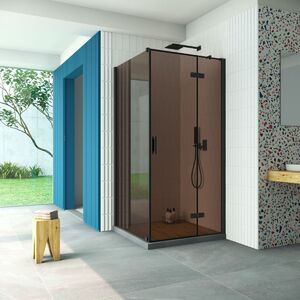 Душевой уголок Vegas Glass AFP-Fis Retta 100*120 02М 05 R стекло бронза, профиль черный, 100х120 см