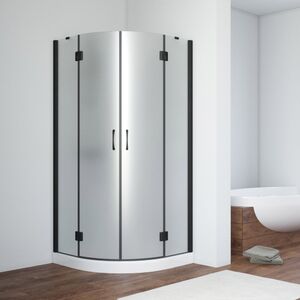 Душевой уголок Vegas Glass AFS NOVO 90 02М 10 R стекло сатин, профиль черный, 90х90 см