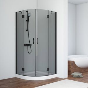 Душевой уголок Vegas Glass AFS NOVO 100 02М 07 L стекло графит, профиль черный, 100х100 см
