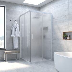 Душевой уголок Vegas Glass ZA NOVO h2000 100 01 02 стекло шиншилла, профиль белый, 100х100 см