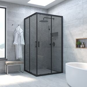 Душевой уголок Vegas Glass ZA NOVO h2000 100 02М 07 стекло графит, профиль черный, 100х100 см
