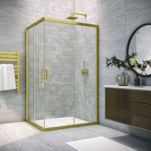 Душевой уголок Vegas Glass ZA-F NOVO h2000 100*85 03 01 стекло прозрачное, профиль золото матовое, 100х85 см