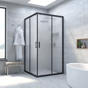 Душевой уголок Vegas Glass ZA NOVO h2000 90 02М 02 стекло шиншилла, профиль черный, 90х90 см