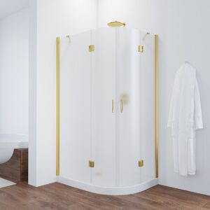 Душевой уголок Vegas Glass AFS-F NOVO 110*90 03 02 L стекло шиншилла, профиль золото матовое, 110х90 см