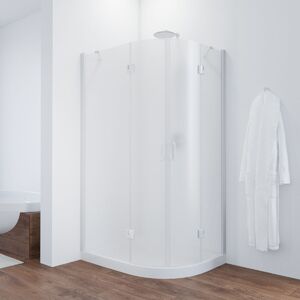 Душевой уголок Vegas Glass AFS-F NOVO 120*100 01 02 L стекло шиншилла, профиль белый, 120х100 см