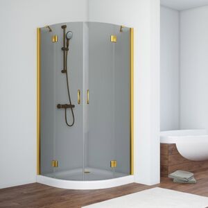 Душевой уголок Vegas Glass AFS NOVO 100 03 07 L стекло графит, профиль золото матовое, 100х100 см