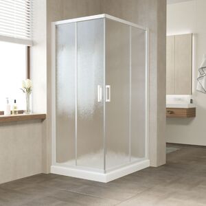 Душевой уголок Vegas Glass ZA-F NOVO h2000 110*85 01 02 стекло шиншилла, профиль белый, 110х85 см