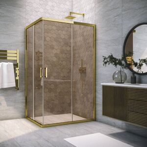 Душевой уголок Vegas Glass ZA-F TUR NOVO 110*85 09 05 стекло бронза, профиль золото, 110х85 см