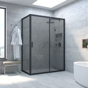 Душевой уголок Vegas Glass ZP+ZPV NOVO h2000 100*80 02М 07 стекло графит, профиль черный, 100х80 см