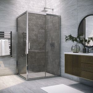 Душевой уголок Vegas Glass ZP+ZPV TUR NOVO 100*80 08 07 стекло графит, профиль хром, 100х80 см