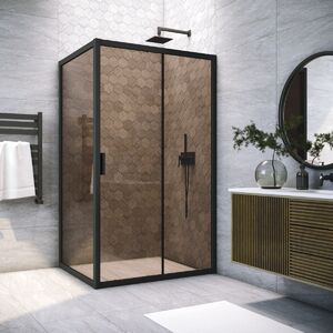Душевой уголок Vegas Glass ZP+ZPV NOVO h2000 100*90 02М 05 стекло бронза, профиль черный, 100х90 см
