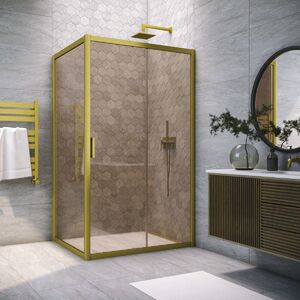 Душевой уголок Vegas Glass ZP+ZPV NOVO h2000 100*90 03 05 стекло бронза, профиль золото матовое, 100х90 см