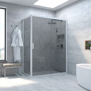 Душевой уголок Vegas Glass ZP+ZPV NOVO h2000 115*85 01 07 стекло графит, профиль белый, 115х85 см