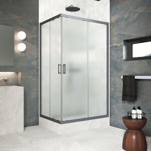 Душевой уголок Vegas Glass ZA-F Protec 120*70 06 10 стекло сатин, профиль вороненая сталь, 120х70 см