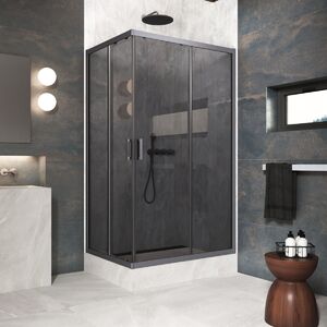 Душевой уголок Vegas Glass ZA-F Protec 120*110 06 07 стекло графит, профиль вороненая сталь, 120х110 см