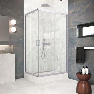Душевой уголок Vegas Glass ZA-F Protec 90*80 07 01 стекло прозрачное, профиль матовый хром, 90х80 см