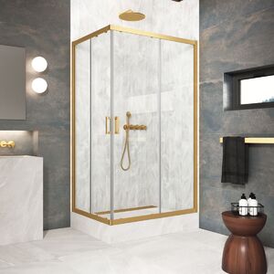 Душевой уголок Vegas Glass ZA-F Protec 85*80 03 01 стекло прозрачное, профиль золото матовое, 85х80 см