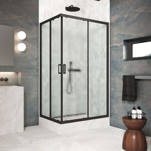 Душевой уголок Vegas Glass ZA-F Protec 90*70 02М 02 стекло шиншилла, профиль черный, 90х70 см