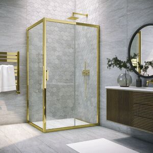Душевой уголок Vegas Glass ZP+ZPV TUR NOVO 155*85 09 01 стекло прозрачное, профиль золото, 155х85 см