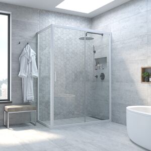 Душевой уголок Vegas Glass ZP+ZPV NOVO h2000 165*100 01 01 стекло прозрачное, профиль белый, 165х100 см