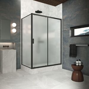 Душевой уголок Vegas Glass ZP+ZPV Protec h1900 110*75 02М 10 стекло сатин, профиль черный, 110х75 см