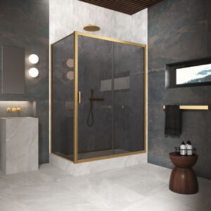 Душевой уголок Vegas Glass ZP+ZPV Protec h1900 110*80 03 07 стекло графит, профиль золото матовое, 110х80 см