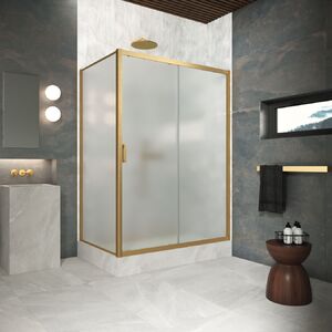 Душевой уголок Vegas Glass ZP+ZPV Protec 110*95 03 10 стекло сатин, профиль золото матовое, 110х95 см