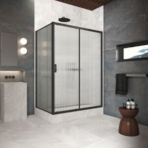 Душевой уголок Vegas Glass ZP+ZPV Protec 110*100 02М Moru стекло Moru, профиль черный, 110х100 см