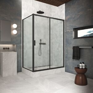 Душевой уголок Vegas Glass ZP+ZPV Protec 110*100 02М 02 стекло шиншилла, профиль черный, 110х100 см