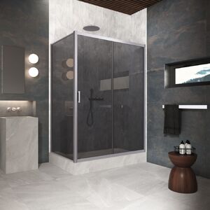 Душевой уголок Vegas Glass ZP+ZPV Protec 120*80 07 07 стекло графит, профиль матовый хром, 120х80 см