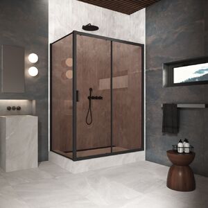 Душевой уголок Vegas Glass ZP+ZPV Protec h1900 125*75 02М 05 стекло бронза, профиль черный, 125х75 см