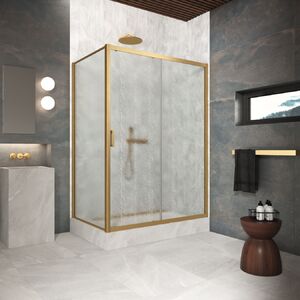 Душевой уголок Vegas Glass ZP+ZPV Protec h1900 160*70 03 02 стекло шиншилла, профиль золото матовое, 160х70 см