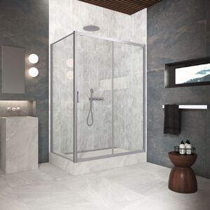 Душевой уголок Vegas Glass ZP+ZPV Protec h1900 165*70 07 01 стекло прозрачное, профиль матовый хром, 165х70 см
