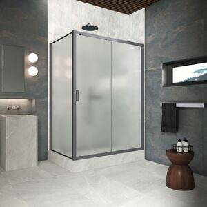 Душевой уголок Vegas Glass ZP+ZPV Protec 165*80 06 10 стекло сатин, профиль вороненая сталь, 165х80 см