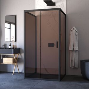 Душевой уголок Vegas Glass ZP-U NOVO h2000 100*100 02М 05 стекло бронза, профиль черный, 100х100 см