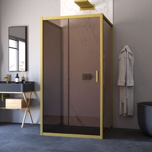 Душевой уголок Vegas Glass ZP-U NOVO h2000 120*90 03 05 стекло бронза, профиль золото матовое, 120х90 см