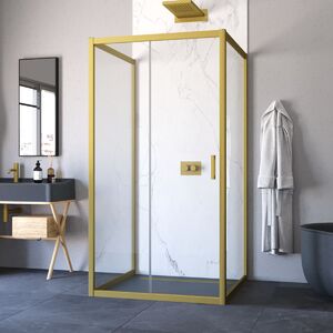 Душевой уголок Vegas Glass ZP-U NOVO h2000 120*100 03 01 стекло прозрачное, профиль золото матовое, 120х100 см