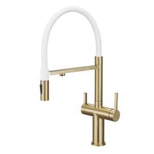 Смеситель для кухни с подключением фильтра воды Rose R458G, матовое золото