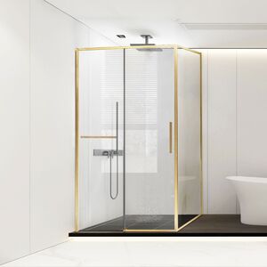 Душевой уголок Vincea Slim Soft VSR-1SS8014CLG, 1400*800, брашированное золото, стекло прозрачное