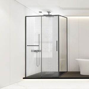 Душевой уголок Vincea Slim Soft VSR-1SS8014CLGM, 1400*800, вороненая сталь, стекло прозрачное