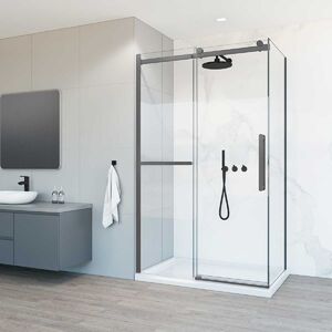 Душевой уголок Vincea Como Soft VSR-1CS1011CLGM, 1100*1000, вороненая сталь, стекло прозрачное