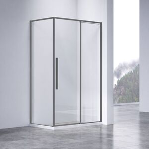 Душевой уголок Vincea Slim-N VSR-4SN8014CLGM, 1400*800, вороненая сталь, стекло прозрачное