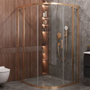 Душевой уголок CEZARES MOLVENO-RH-11-120/110-C-BORO-IV профиль золото матовое, стекло прозрачное 120x110 см