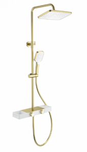 Душевая система с термостатом WONZON & WOGHAND Shelf, Брашированное золото (WW-B3552-BG)