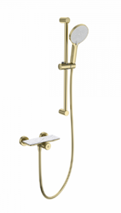 Смеситель для душа с гарнитуром WONZON & WOGHAND ClickPlate, Брашированное золото (WW-B2052-A- BG)