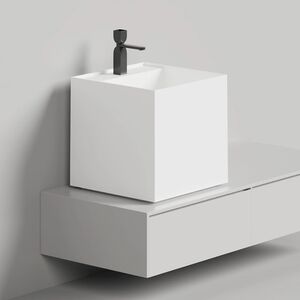 Salini Раковина накладная 450x450x450мм, S-Sense ARMONIA SQUARE TOP 03, без отв. Под смеситель, цвет белый глянцевый