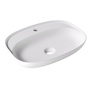 Alice Form Раковина Oval 60x45хВ12 Plan, накладная, с отверстием под смеситель, белый глянцевый