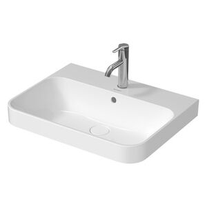Duravit Happy D.2 Plus Раковина 600х460мм с переливом, 1 отв под смес,  выпуск с керам. покрытием цвет белый (СО СКЛАДА продаем с базой HP497209292)